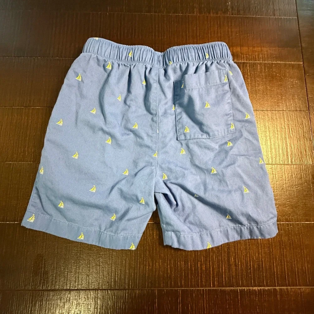 Crewcuts J.Crew Boys‎ Blue Sailboat Embroidered Shorts Size 12 BX35 Nautical